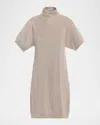 Brunello Cucinelli Sparkling Cotton Mini Dress In Brown