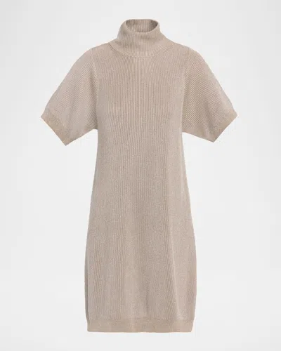 Brunello Cucinelli Sparkling Cotton Mini Dress In Brown