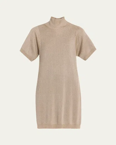 Brunello Cucinelli Sparkling Cotton Mini Dress In Neutral