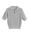 Brunello Cucinelli Sparkling Cotton Openwork Rib Knit Polo Shirt In Fog Color