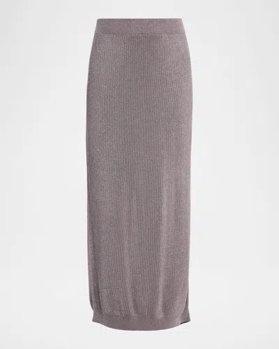 Brunello Cucinelli Sparkling Cotton Rib Maxi Skirt In Purple