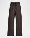 Brunello Cucinelli Trousers Wide Leg Drawstring Waist In Brown