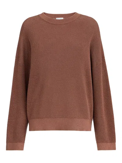 Brunello Cucinelli Sparkling-detail Long-sleeve Sweater In Brown