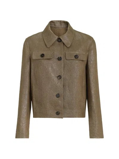 Brunello Cucinelli Sparkling Diagonal Blazer In Brown