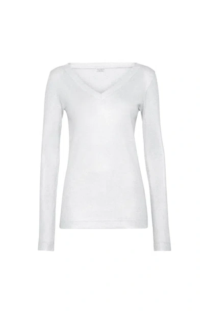 Brunello Cucinelli Sparkling Jersey T-shirt In White