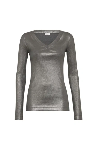 Brunello Cucinelli Sparkling Jersey T-shirt In Gray