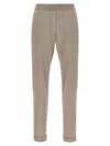 Brunello Cucinelli Shimmering Joggers With Elastic Waistband And Cuffed Hem In Neutral