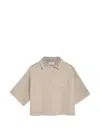 Brunello Cucinelli Sparkling Knit-collar Polo Shirt In Neutral