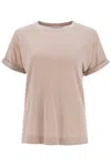 Brunello Cucinelli Constrast-trim Fitted T-shirt In Pink