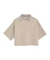 Brunello Cucinelli Sparkling Knit-collar Polo Shirt In Brown