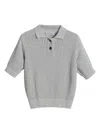 Brunello Cucinelli Sparkling Knitted Polo Shirt In Grey