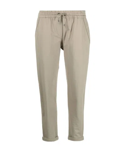 Brunello Cucinelli Sparkling Lamé Fine-knit Trousers In Brown