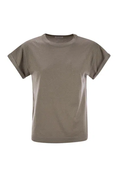 Brunello Cucinelli Sparkling Lightweight Cashmere And Silk Sweater In Brown