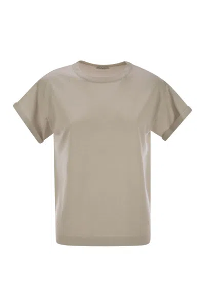 Brunello Cucinelli Sparkling Lightweight Cashmere And Silk Sweater In Brown