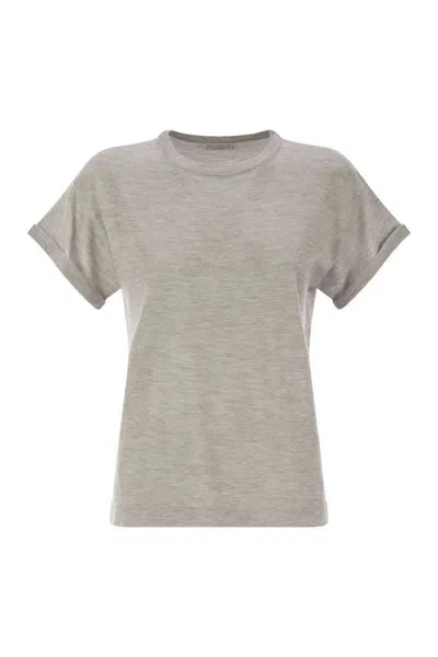 Brunello Cucinelli Women's Sparkling Lightweight Cashmere And Silk Sweater In Grey