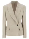 Brunello Cucinelli Women's Sparkling Linen Canvas Jacket With Jewellery In Beige
