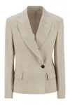 Brunello Cucinelli Women's Sparkling Linen Canvas Jacket With Jewellery In Beige