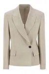 Brunello Cucinelli Sparkling Linen Canvas Jacket With Jewellery In Neutral