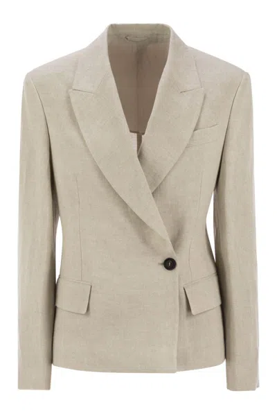 BRUNELLO CUCINELLI BRUNELLO CUCINELLI SPARKLING LINEN CANVAS JACKET WITH JEWELLERY