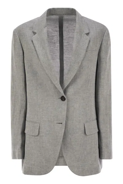 BRUNELLO CUCINELLI SPARKLING LINEN CANVAS MINI JACKET WITH JEWEL DETAILS