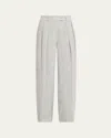Brunello Cucinelli Sparkling Linen Canvas Pleated Wide-leg Trousers In Light Grey