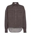 Brunello Cucinelli Cotton Blend Shirt Metallic Finish In Brown