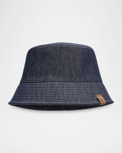 Brunello Cucinelli Sparkling No-fade Denim Bucket Hat With Monili