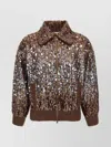 Brunello Cucinelli Sparkling Ombre Embroidery Cardigan In Brown