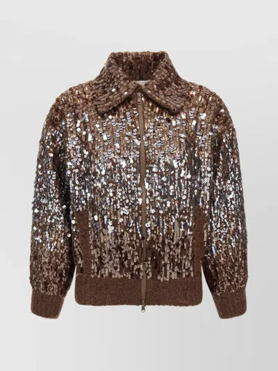 BRUNELLO CUCINELLI SPARKLING OMBRE EMBROIDERY CARDIGAN
