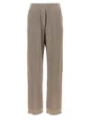 Brunello Cucinelli Loose Flared Trousers In Sparkling Twill Linen With Monile In Brown