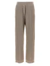 Brunello Cucinelli Loose Flared Trousers In Sparkling Twill Linen With Monile In Brown