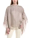 Brunello Cucinelli Sparkling Regimental Fringed Linen-blend Poncho
