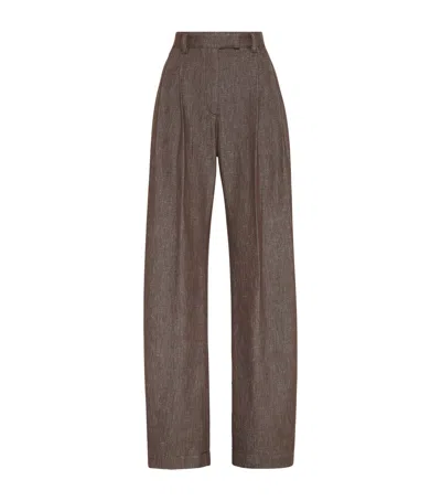 Brunello Cucinelli Sparkling Relaxed Trousers In Brown
