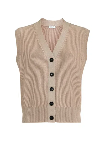 Brunello Cucinelli Sparkling Rib Vest In Neutral