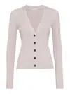 Brunello Cucinelli Cashmere-blend Sparkling Cardigan In Nude & Neutrals