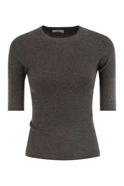 BRUNELLO CUCINELLI BRUNELLO CUCINELLI SPARKLING RIBBED CASHMERE SWEATER