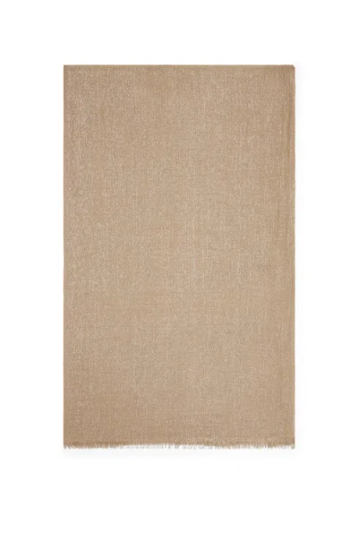 Brunello Cucinelli Frayed-edge Cashmere-blend Scarf In Gold