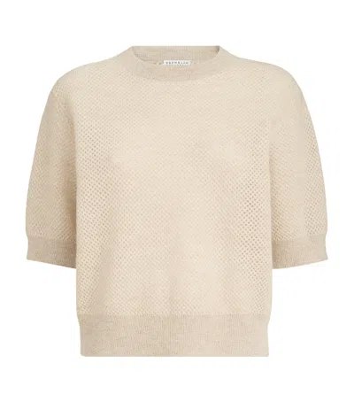 Brunello Cucinelli Sparkling Short-sleeve Sweater In White