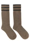Brunello Cucinelli Shimmering Striped Mid-calf Socks In Brown