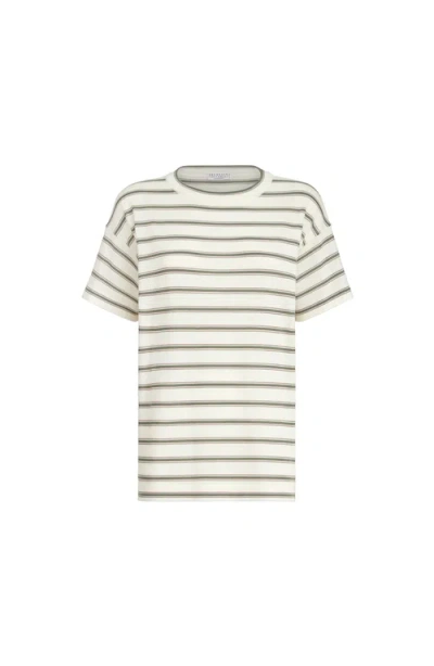 Brunello Cucinelli Sparkling Stripe T-shirt In Neutral