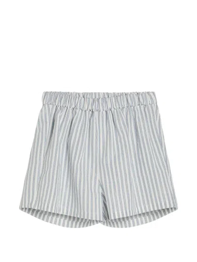 Brunello Cucinelli Sparkling Striped Cotton Baby Bernie Shorts In Gray