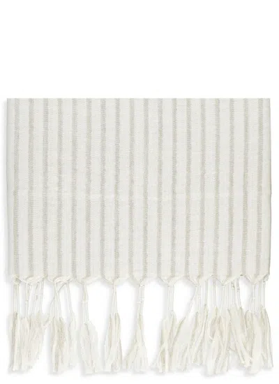 Brunello Cucinelli Sparkling Striped Double Knit Scarf In White
