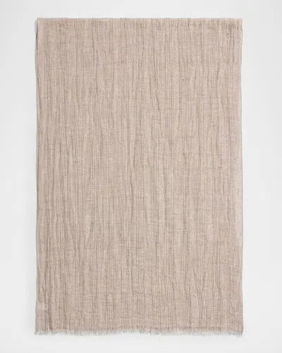 Brunello Cucinelli Sparkling Striped Linen-blend Scarf In Neutral