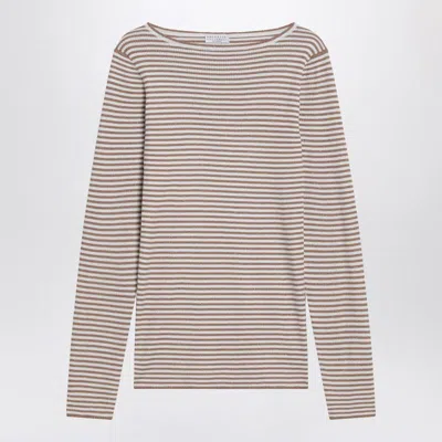BRUNELLO CUCINELLI BRUNELLO CUCINELLI SPARKLING STRIPED SWEATER IN AND