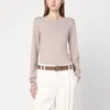 Brunello Cucinelli Sparkling Striped Sweater In Cashmere And Silk Women In Beige