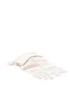Brunello Cucinelli `sparkling` Striped Wool And Linen Double Knit Scar In White