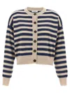 Brunello Cucinelli Shimmering Stripes Ribbed Cardigan In Brown