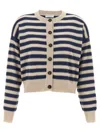 Brunello Cucinelli Shimmering Stripes Ribbed Cardigan In Multi