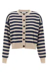 Brunello Cucinelli Shimmering Stripes Ribbed Cardigan In Multi