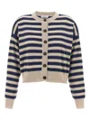 Brunello Cucinelli Shimmering Stripes Ribbed Cardigan In Multi
